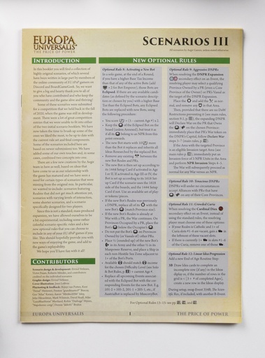[AG-EU-SCE3] Europa Universalis: TPoP | Scenarios III (printed booklet)